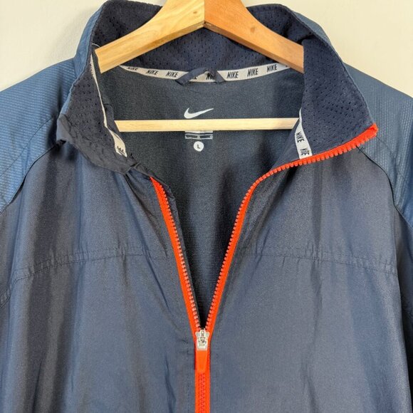 Nike Full Zip Windbreaker Track Jacket Mens Large Navy Orange Activewear Outdoor - Picture 5 of 15